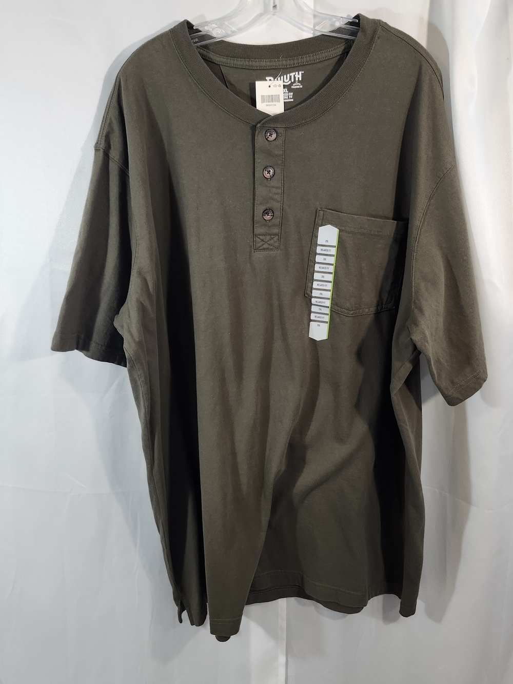 Duluth Trading Co Men’s Olive Green Short-Sleeve Henley Pocket T-Shirt